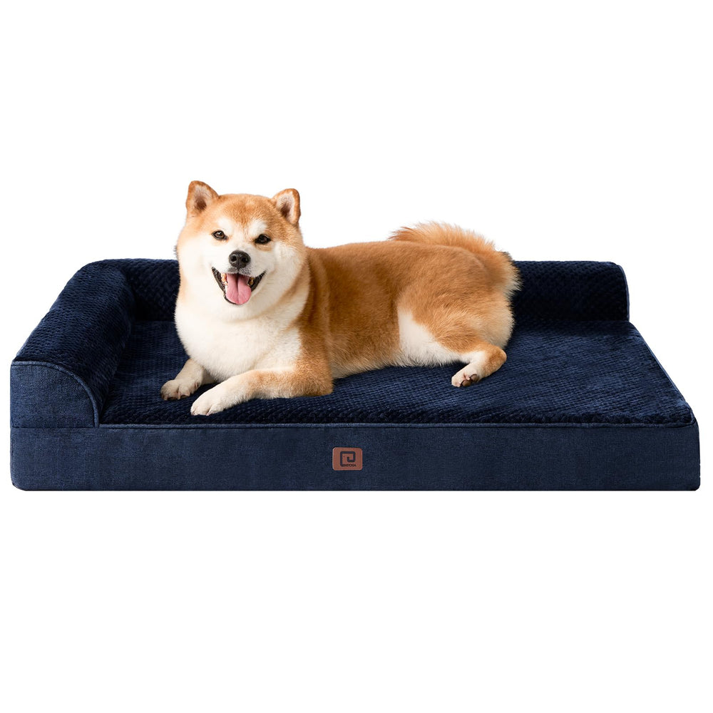 EHEYCIGA memory foam dog bed overview in navy