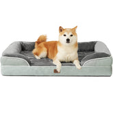 EHEYCIGA orthopedic bed for large dogs, front view shows sturdy frame and plush sleep surface.