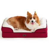 EHEYCIGA orthopedic bed red front view shows sturdy support for large dogs