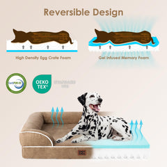 EHEYCIGA orthopedic dog bed camel memory foam layer delivers even support