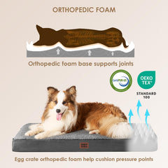 EHEYCIGA orthopedic dog bed foam detail close-up highlighting 4-inch high-density egg-crate foam.