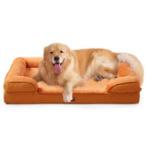 EHEYCIGA orthopedic dog bed front view with pumpkin orange cover for extra-large comfort.