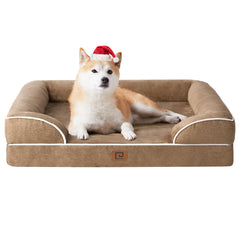EHEYCIGA orthopedic dog bed cover close-up highlights waterproof layer for easy cleanup.