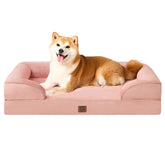 EHEYCIGA orthopedic dog bed with memory foam in dusty pink for comfortable naps
