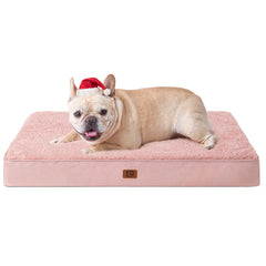 EHEYCIGA orthopedic dog bed pink 30x20 front view with egg-crate foam support