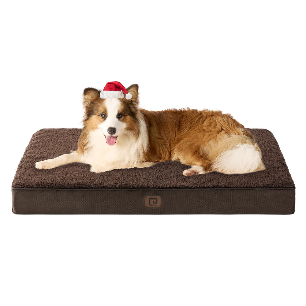 EHEYCIGA orthopedic XL bed front view with plush cover for comfortable large-dog rest