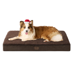 EHEYCIGA orthopedic XL bed front view with plush cover for comfortable large-dog rest
