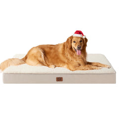 EHEYCIGA orthopedic XL dog bed in camel with plush top for large-dog comfort