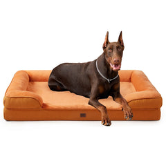 EHEYCIGA orthopedic XL dog bed front view in pumpkin orange for big dogs comfort