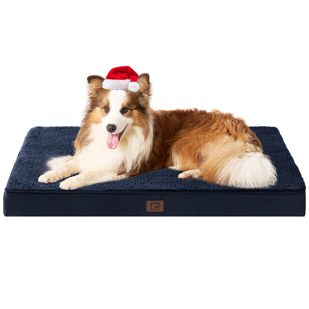 EHEYCIGA orthopedic XL dog bed in navy offers roomy comfort for oversized dogs.