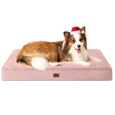 EHEYCIGA orthopedic XL dog bed pink front view with plush support.