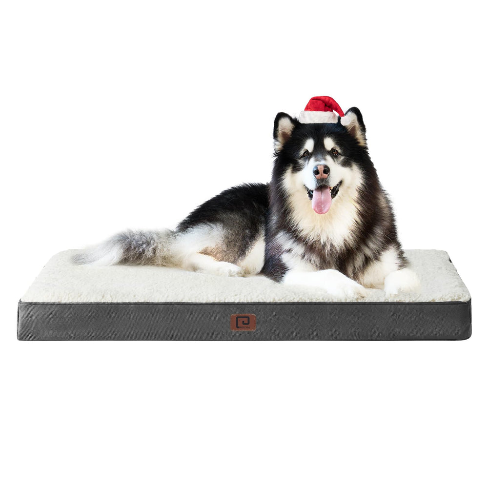EHEYCIGA orthopedic XXL dog bed beige full-view shows jumbo size and cozy support