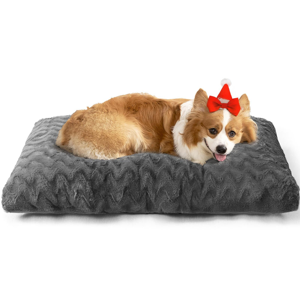 EHEYCIGA washable dog crate bed in charcoal front view enhances cozy crate comfort for large dogs
