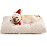 EHEYCIGA dog crate bed shows plush faux fur side for cozy warmth.