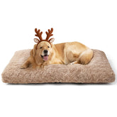 EHEYCIGA washable dog crate bed front view in camel for XL dogs and crates