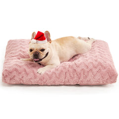 EHEYCIGA Washable Dog Crate Bed front view in pink offers cozy year-round comfort for dogs.