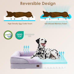 EHEYCIGA XL dog bed bolster side closeup shows four-sided neck support