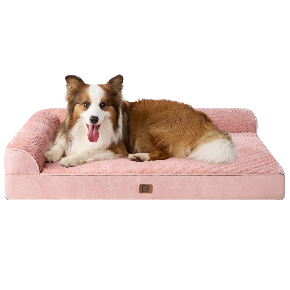 eheyciga-xl-memory-foam-dog-bed-pink provides plush support for large dogs' joints.