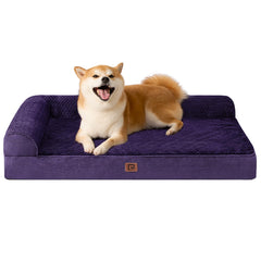 EHEYCIGA memory-foam-dog-bed large lshape supports neck and head for restful sleep