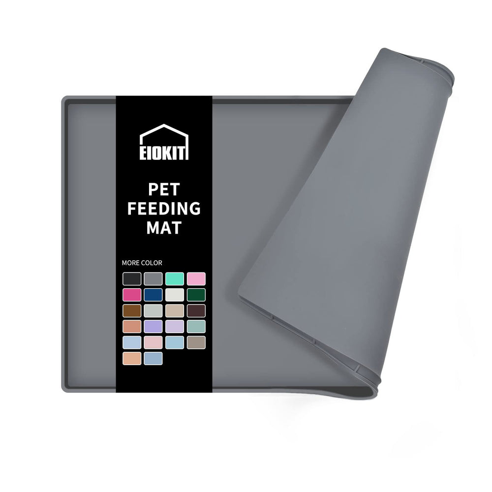 EIOKIT dog food mat rolled for travel keeps feeding setup tidy and portable.
