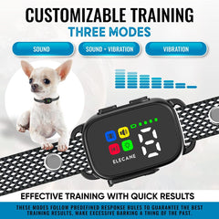 ELECANE lightweight bark collar weighs 0.6 oz for all-day comfort