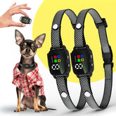 ELECANE bark collar on small-dog neck showing 6-20 inch fit for humane training