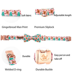 Elegant Little Tail Christmas collar with bow detail on a durable strap.
