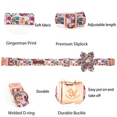 Elegant Little Tail Christmas dog collar with gingerbread motif for holiday charm