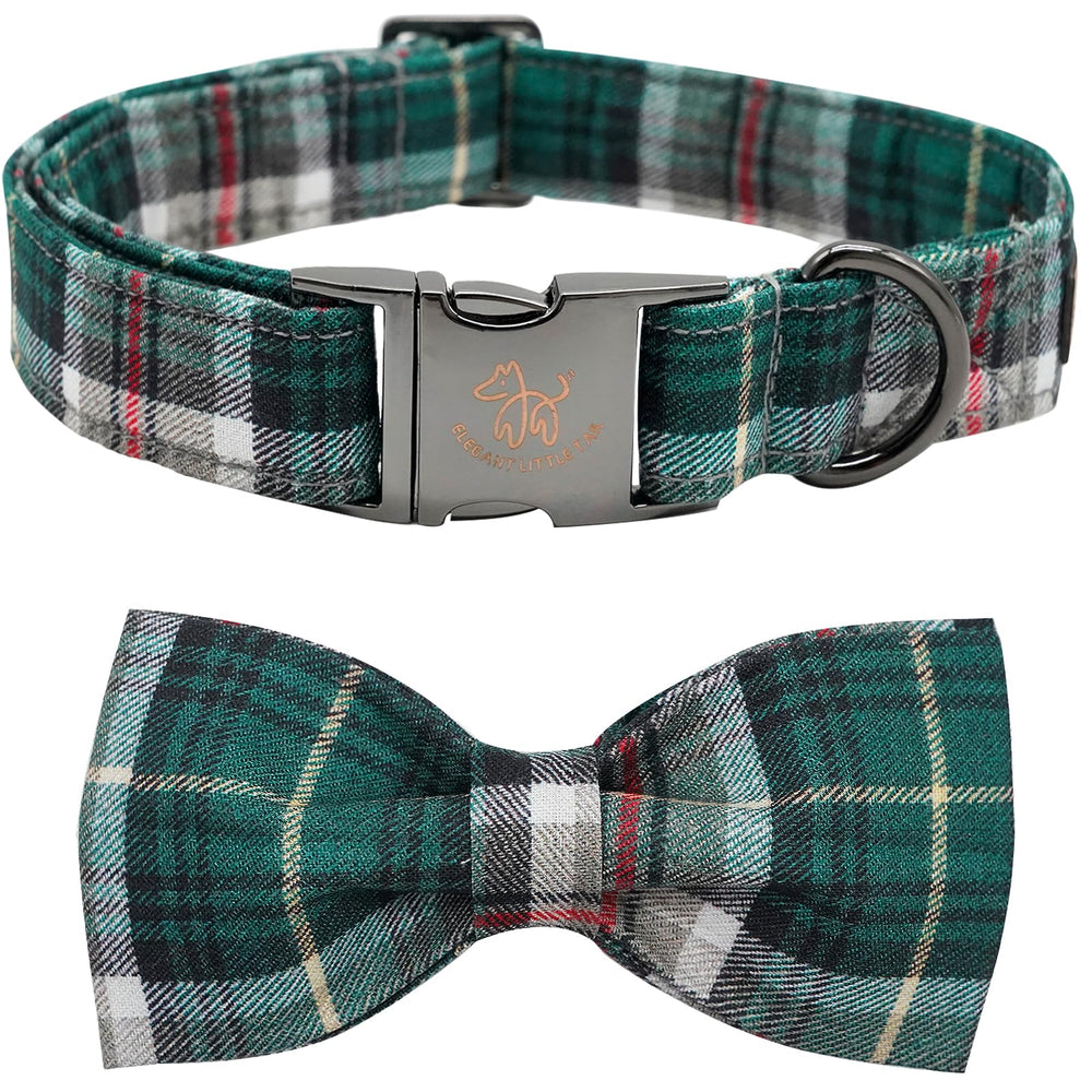 Elegant little tail Christmas plaid collar for festive holiday wear on small dogs