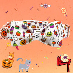 Elegant little tail fall pumpkin design closeup emphasizes unique Halloween accessory for large dogs.