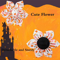Elegant Little Tail Halloween dog collar cotton webbing emphasizes durability and pet-safe materials.