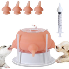 Elevonix Nursing Nipple Puppy Feeder overview in pink for multi-puppy feeding convenience