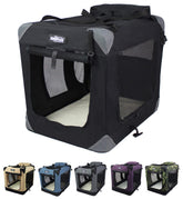 EliteField 3-door soft dog crate setup shows easy access and ventilation for pets