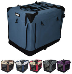 EliteField 4-Door Crate blue-gray top view highlights spacious interior for comfortable dogs.