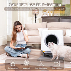 Ellenpent self-cleaning mechanism action demonstrates hands-free waste management after cat exits