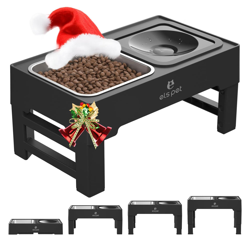 ELS PET elevated dog bowls with adjustable heights for comfortable feeding across life stages.