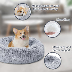 ELSKER&HOME calming donut bed soft fabric close-up highlights plush microfleece feel
