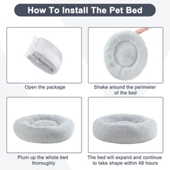 ELSKER&HOME calming donut bed wrapped pet showing plush interior for warmth
