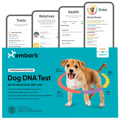 Embark packaging and quick-use guide for the Breed and Health Kit