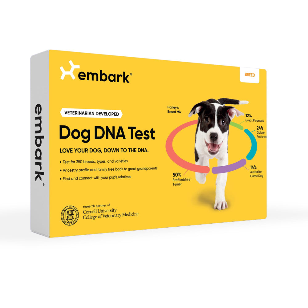 Embark Breed Identification Kit cover shows branding and simple swab guidance for accurate testing