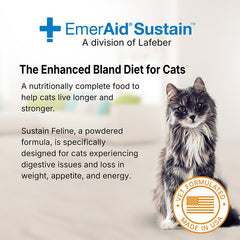 EMERAID Sustain serving bowl with cat enjoying digestible recovery meal