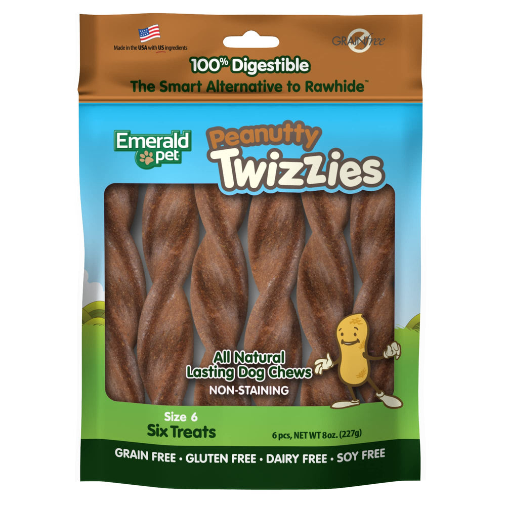 Emerald Pet Twizzies packaging image highlights USA-made quality for lasting chews