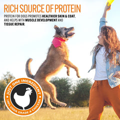 Emmy's Best EBPP bag closeup highlights high-protein, low-fat, single-protein ingredients.