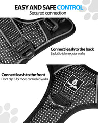 Emperor Pets Reflective Harness small demonstrating two leash clips for front and back options