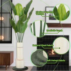 EMUST bird of paradise artificial plants add vibrant decor while keeping cats engaged.