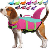 EMUST dog life jacket front view highlights buoyant ripstop material for secure swimming.