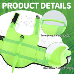 EMUST dog life vest with rescue handle at top for easy water lifting.