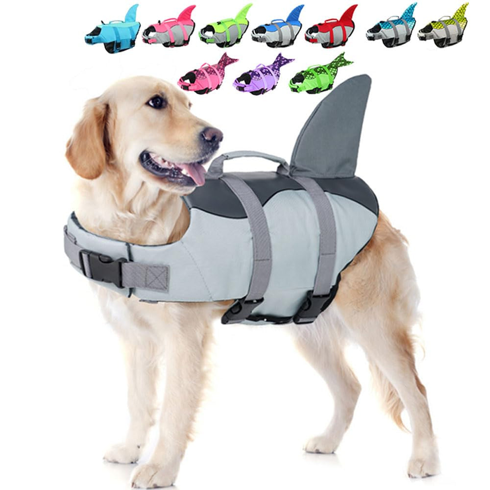 EMUST dog life vest shark design boosts visibility during water play