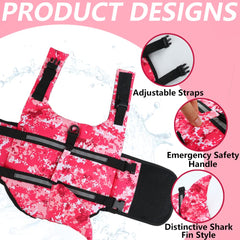 EMUST pink camouflage dog vest side view emphasizes visibility and style