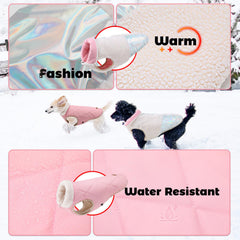 EMUST Quilted Warm Small Dog Coat reversible side shows all-weather warmth.
